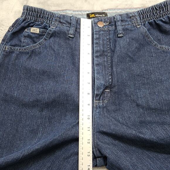 Lee Jeans Womens 12 SHORT Blue Relaxed Fit Side Elastic Mid Rise Stretch Denim - Picture 10 of 13